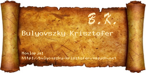 Bulyovszky Krisztofer névjegykártya